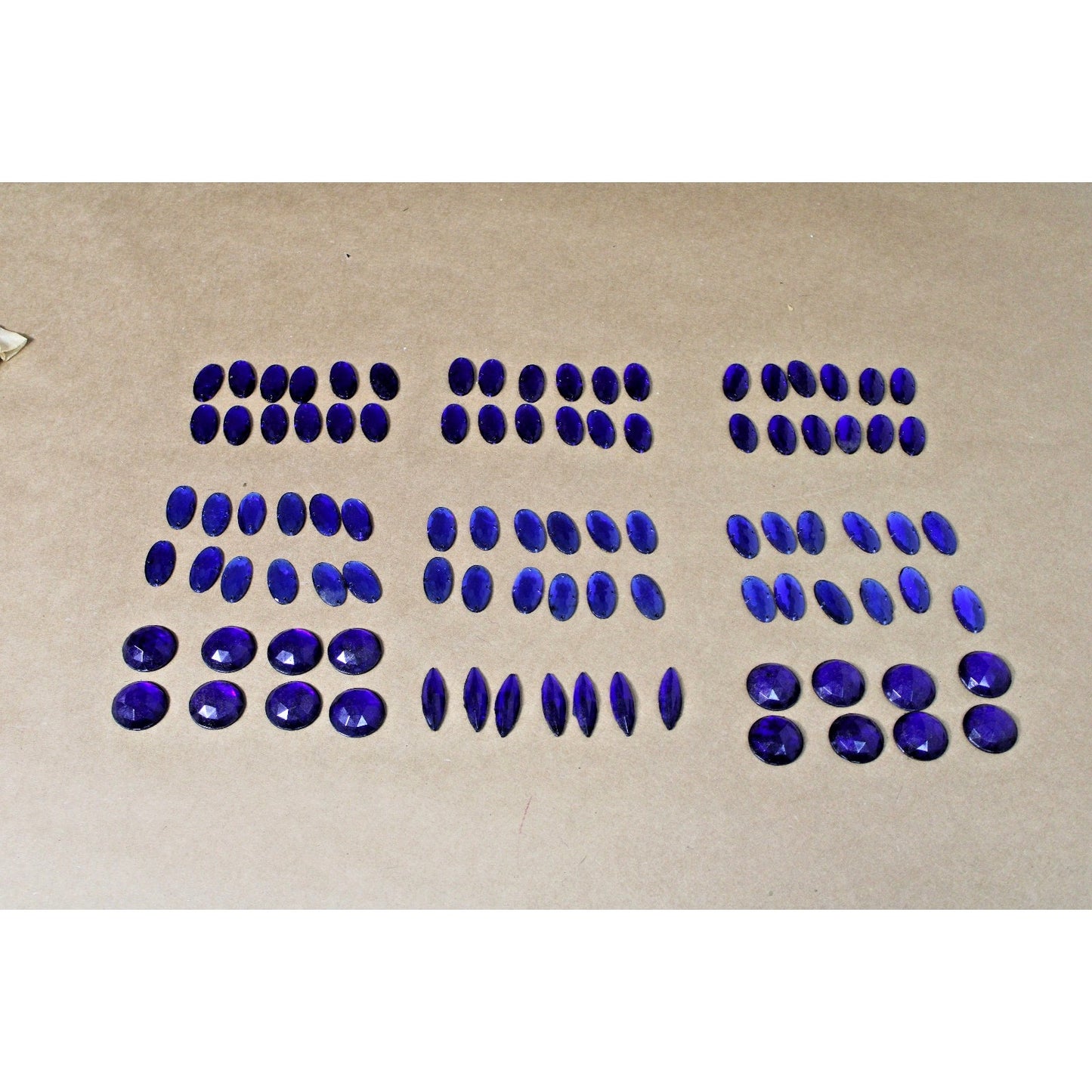 Assorted Faceted Cabochons, Cobalt Blue, NOS West Germany Jewels, 1/2 lb Bag VTG