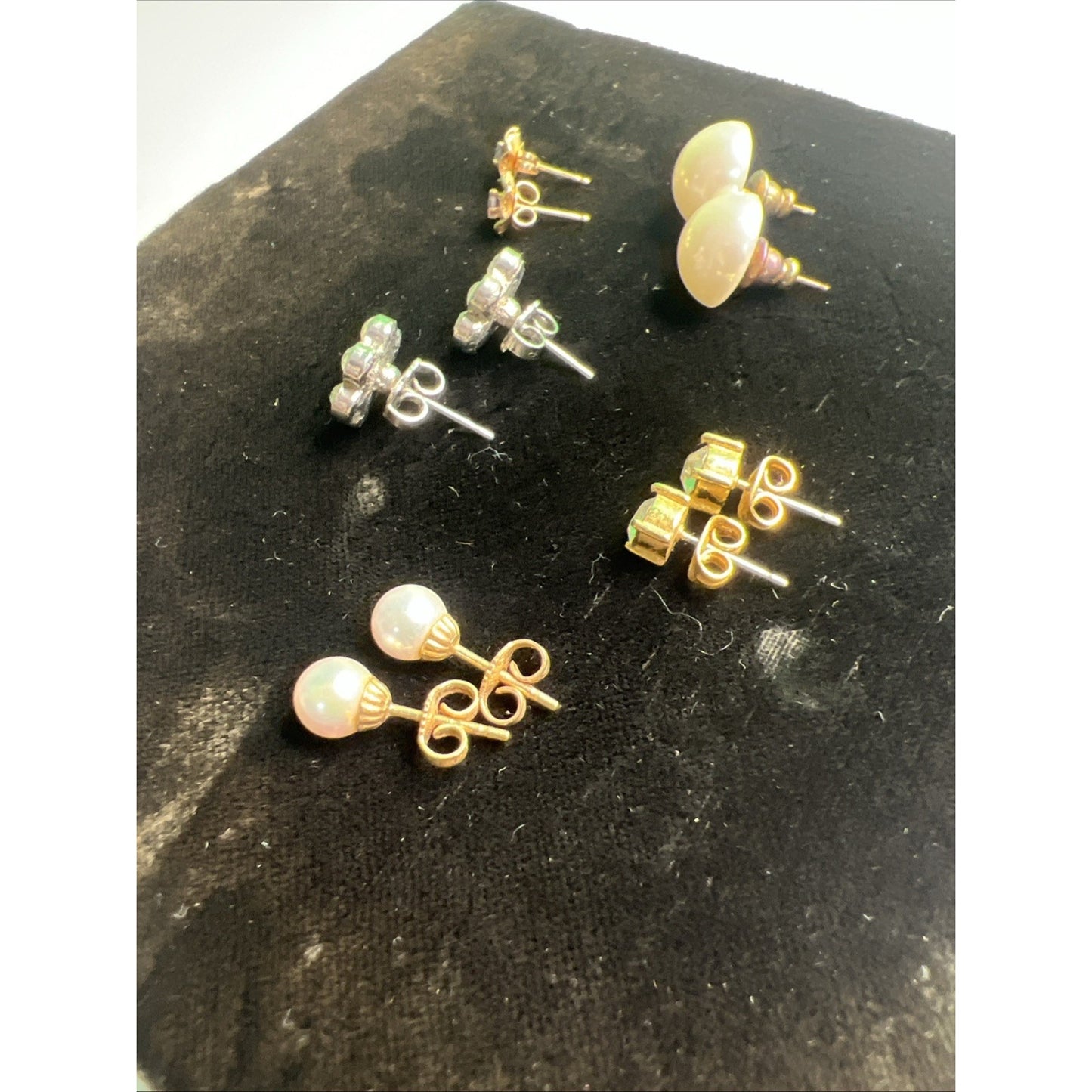 LOT OF MIXED STUD POST EARRINGS 5 PAIRS Variety