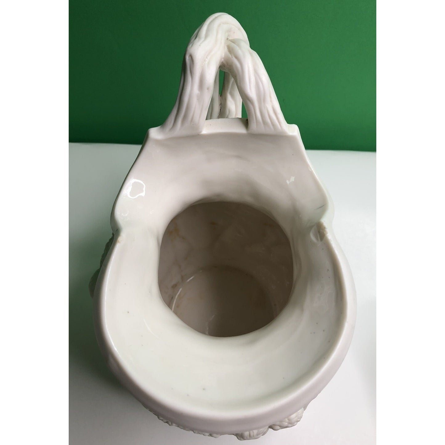 Antique Copeland Parian Ware Pitcher Jug Putti Relief Motif With Grapes Cherubs