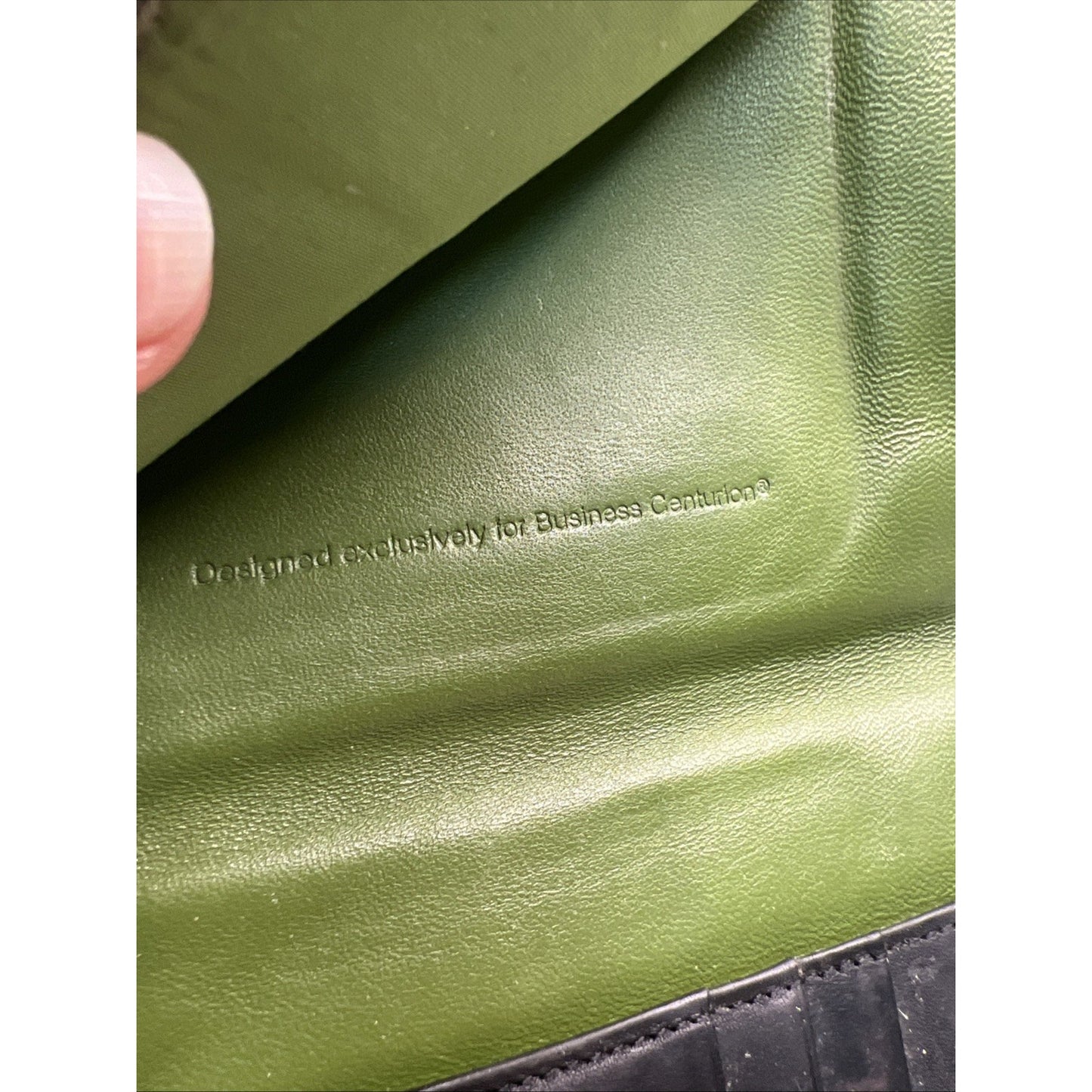 Black Leather Bifold Mens Wallet by Business Centurion Green Interior