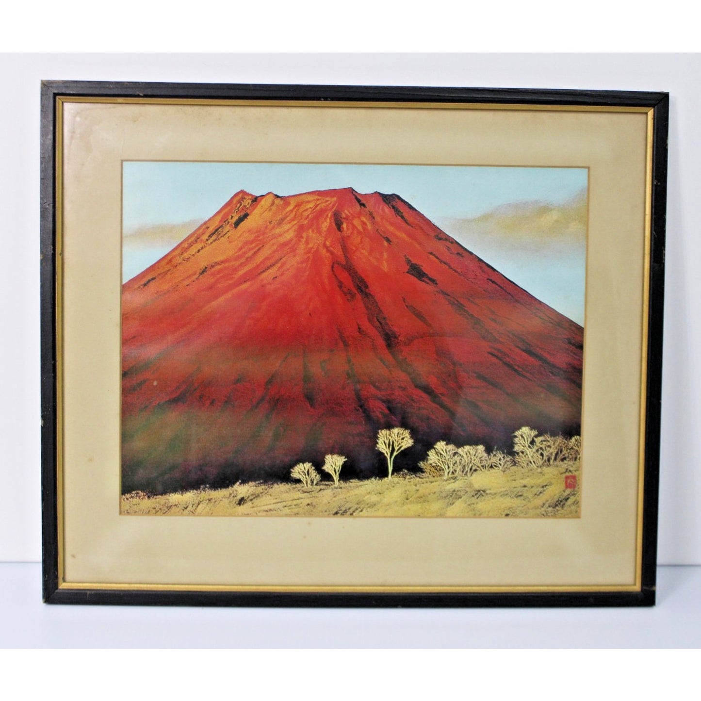 Vintage Lithograph "Mt. Fuji at Dawn"- Misao Yokoyama (1920-1973) Framed