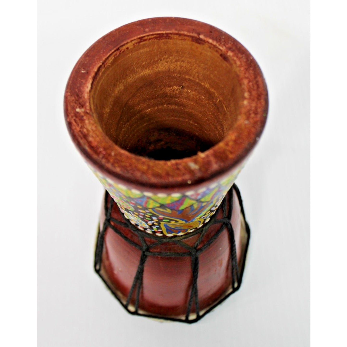Small 8" Tall DJEMBE HAND DRUM, Beautifully Decorated Base, Made in Indonesia