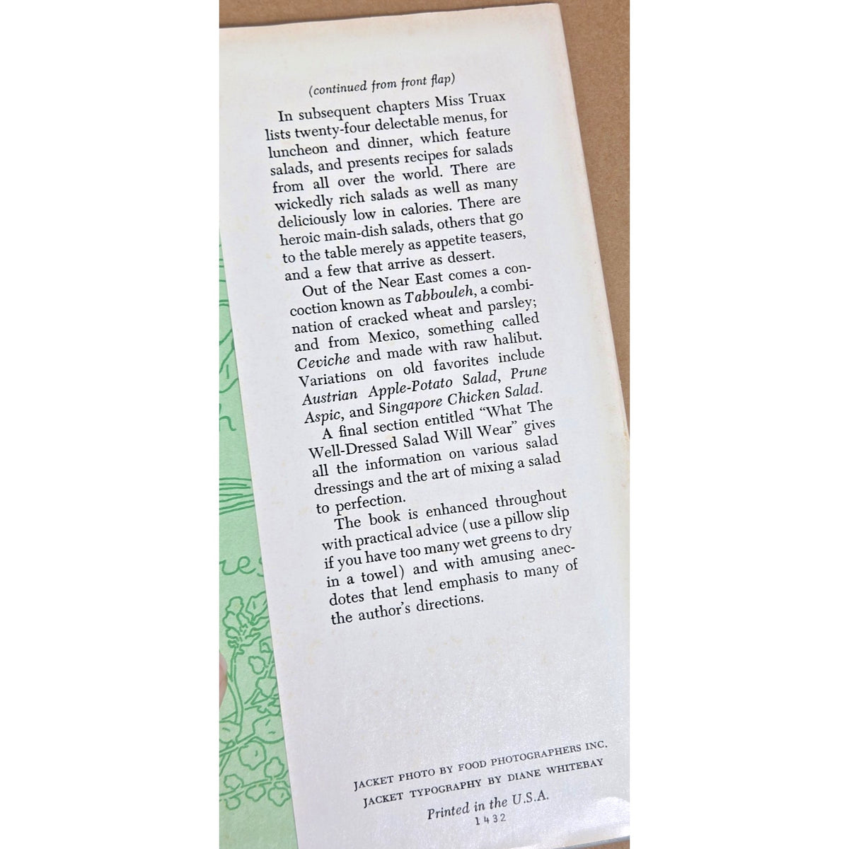 The Art of Salad Making Carol Truax Vtg 1968 Hardcover DJ Cookbook Recipes 1960s
