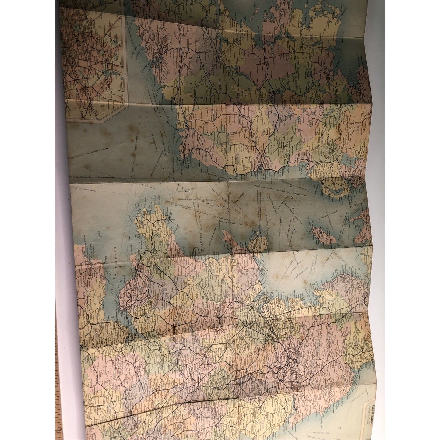 1920-1930 BARTHOLOMEW’S BRITISH ISLES COLOUR LINEN BACK TOURISTS & CYCLISTS MAP