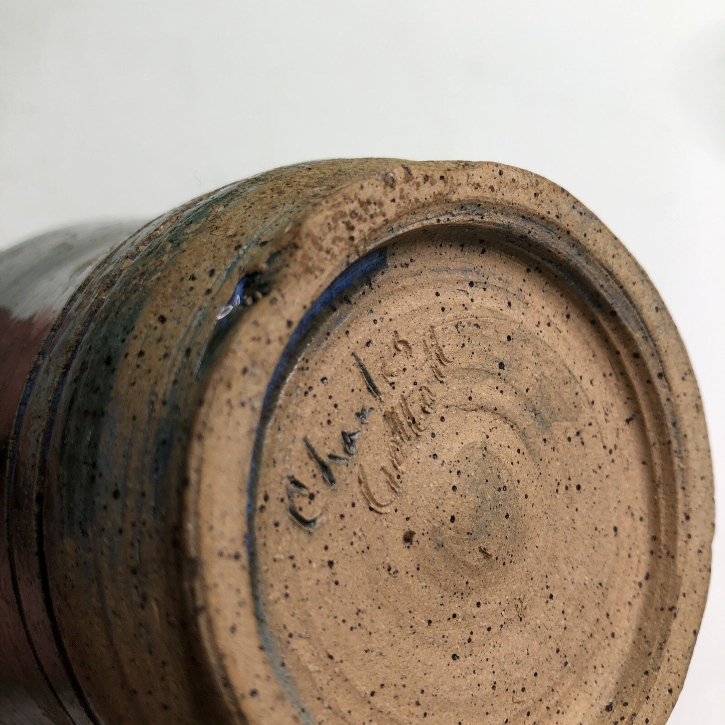 CHARLES GOLLOTT POTTERY Planter Pot Partially Glazed Speckled Mobile Alabama