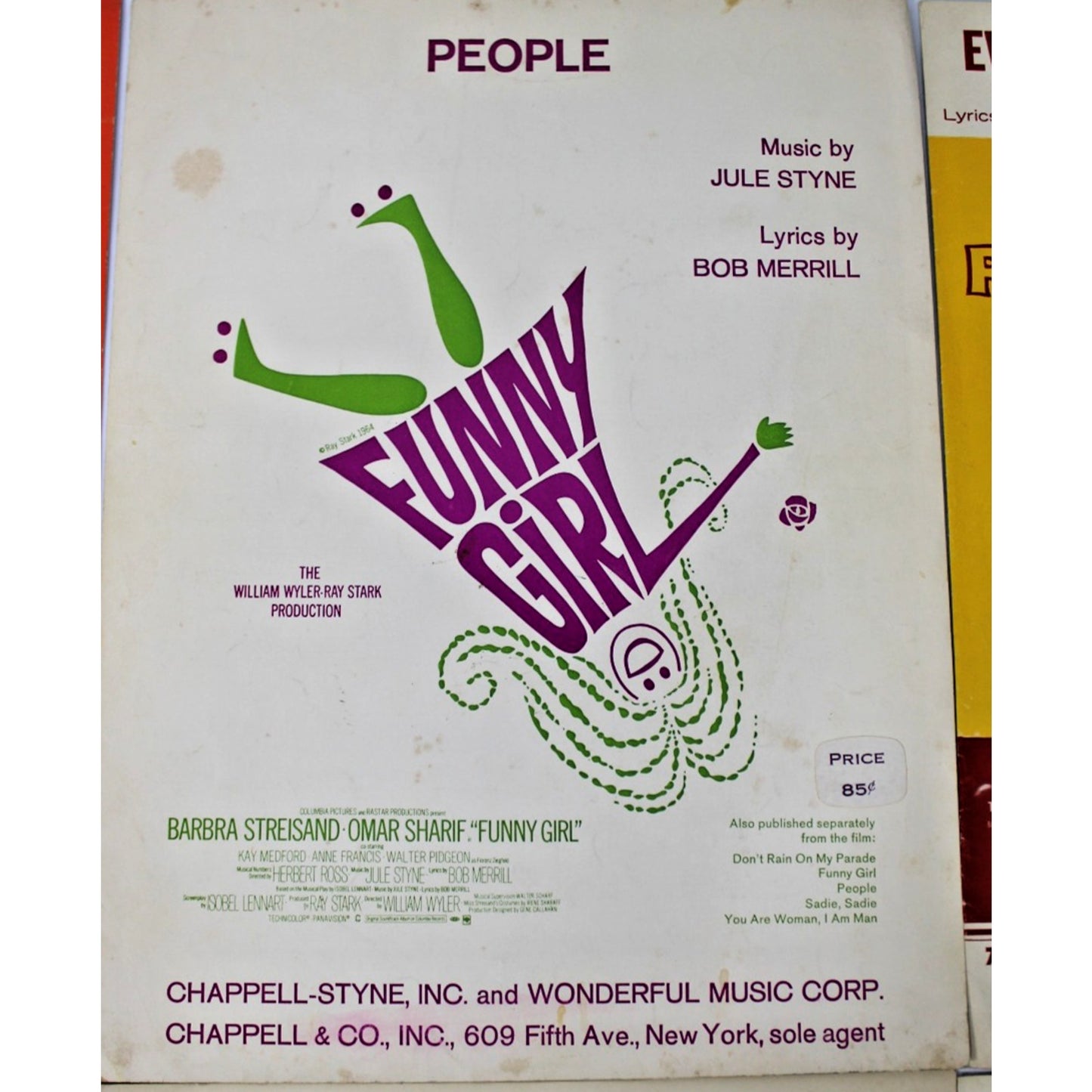 6 Pc. Vintage Broadway Sheet Music- Sondheim, Rodgers, Merrill, Bernstein, Styne