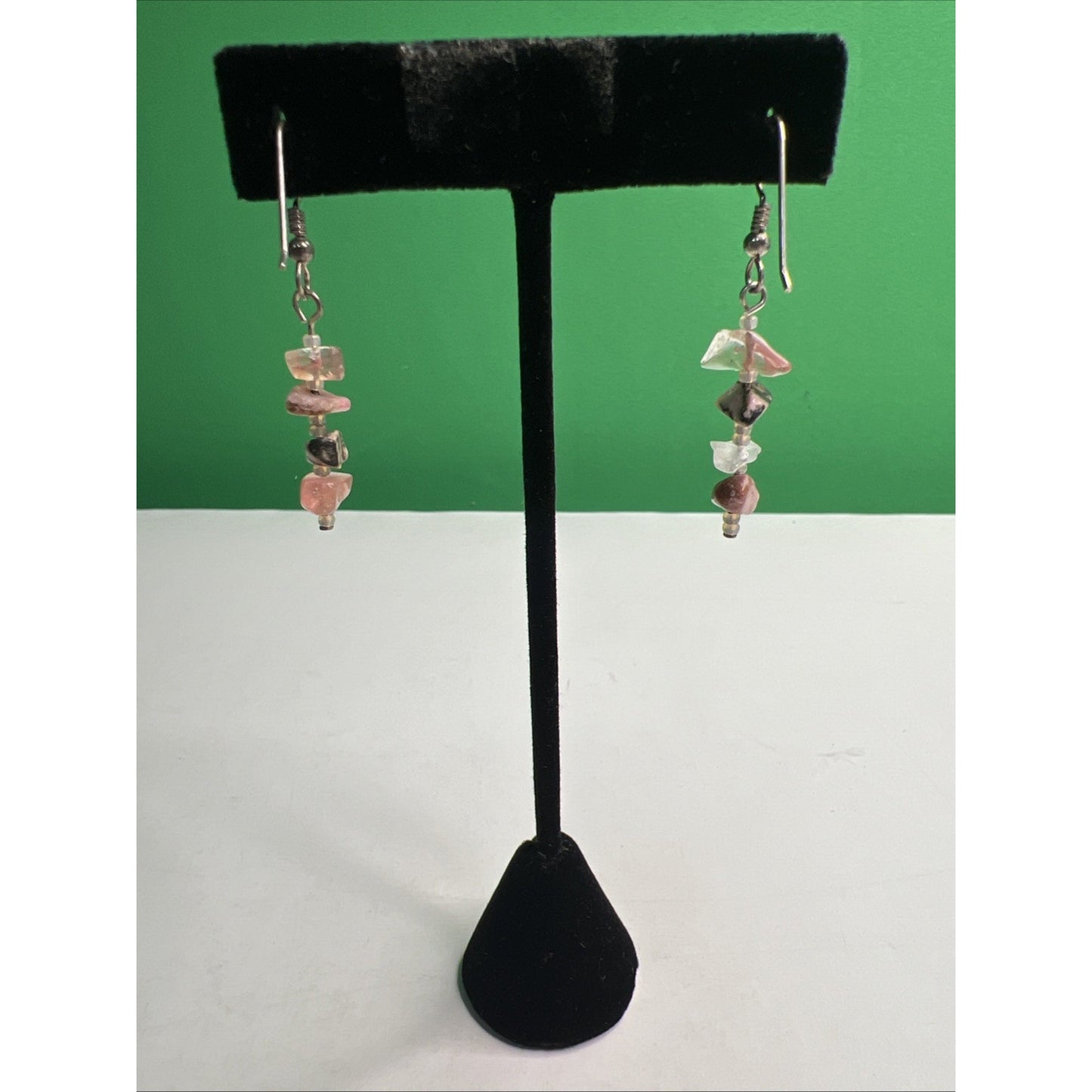 Pink Rhodonite Quartz Gemstone Drop Dangle Earrings French Wire Jewelry Gift