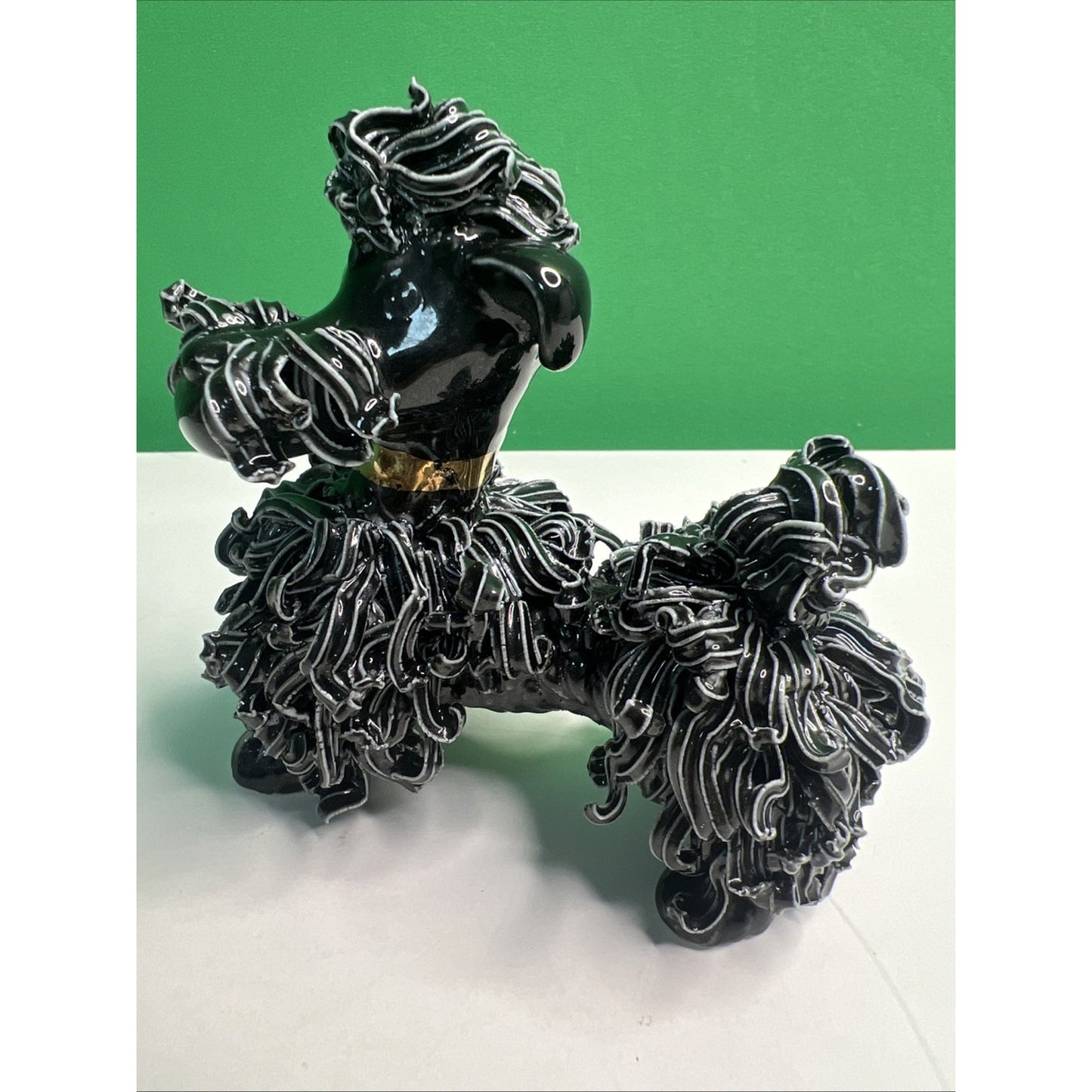 Vintage Sassy MCM Black Ceramic Spaghetti Poodle Dog Retro Kitsch 4.5” Figurine
