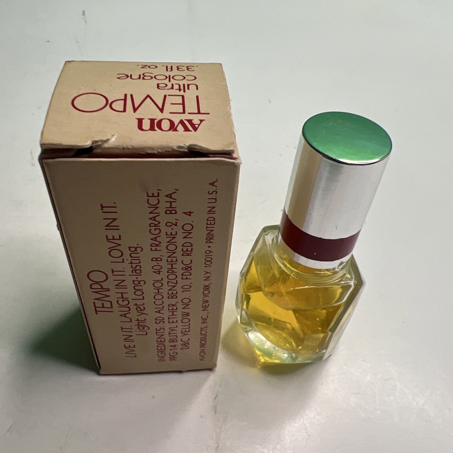 Vintage Avon "TEMPO" Ultra Cologne FULL .33 oz. NEW IN BOX NOS