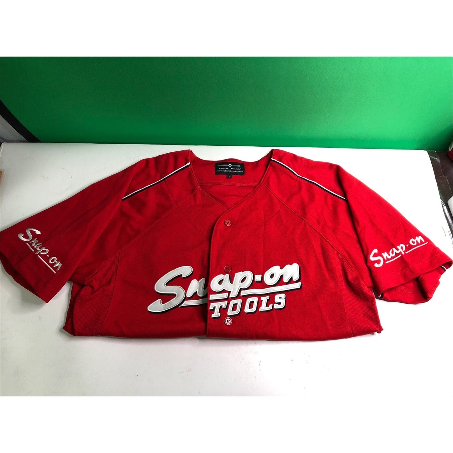 Vintage Snap On Tools Baseball Jersey Red Men's Size L Collectible Button Front