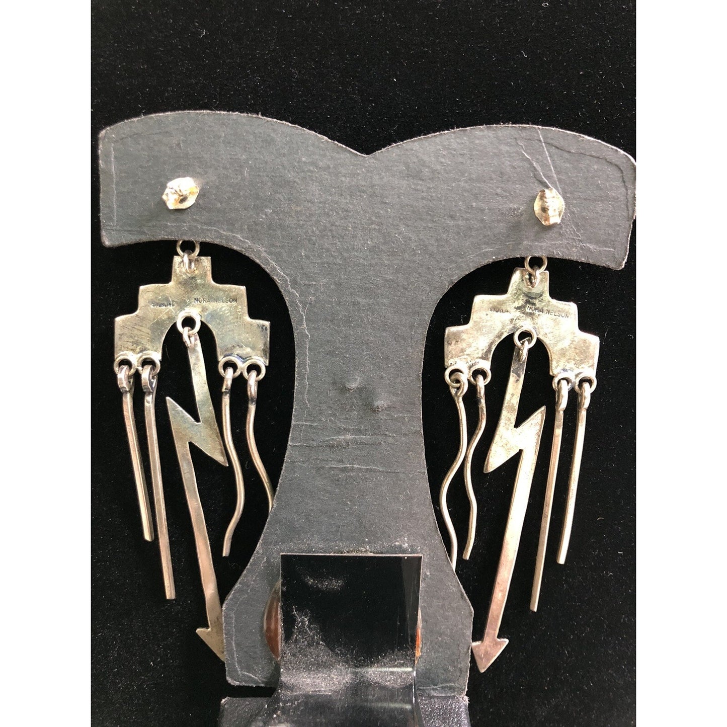 Vintage Signed Stamped Nora Nelson Navajo Sterling Pierced Earrings Native
