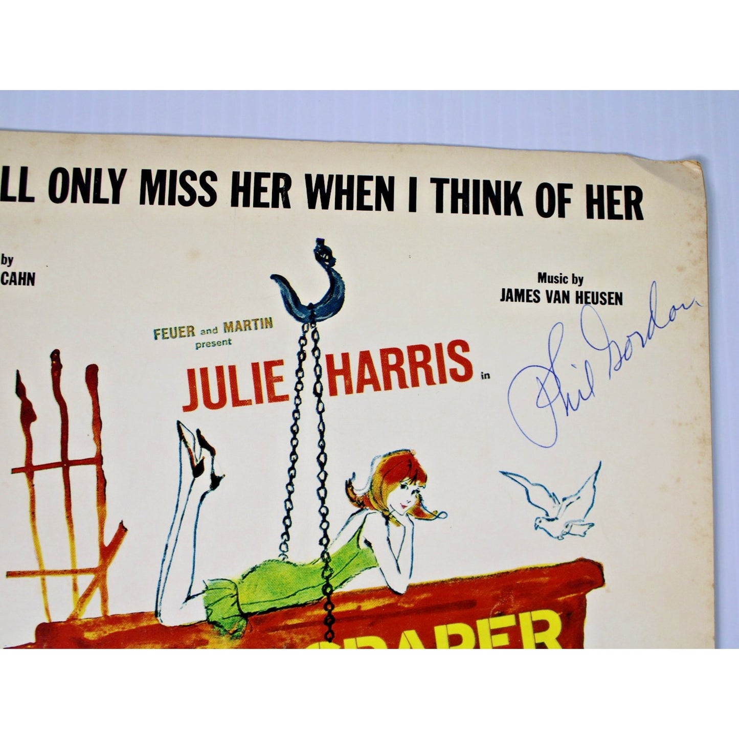 1965 Vintage Sheet Music: Skyscraper- Signed by Phil Gordon