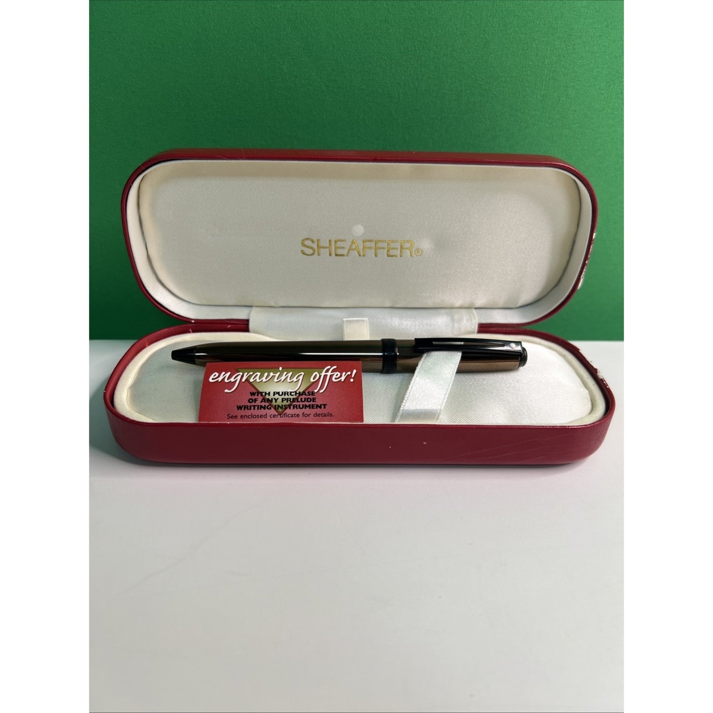 Vintage 1996 Sheaffer Prelude Ballpoint Pen Red Case White Dot w/ Manual Brown