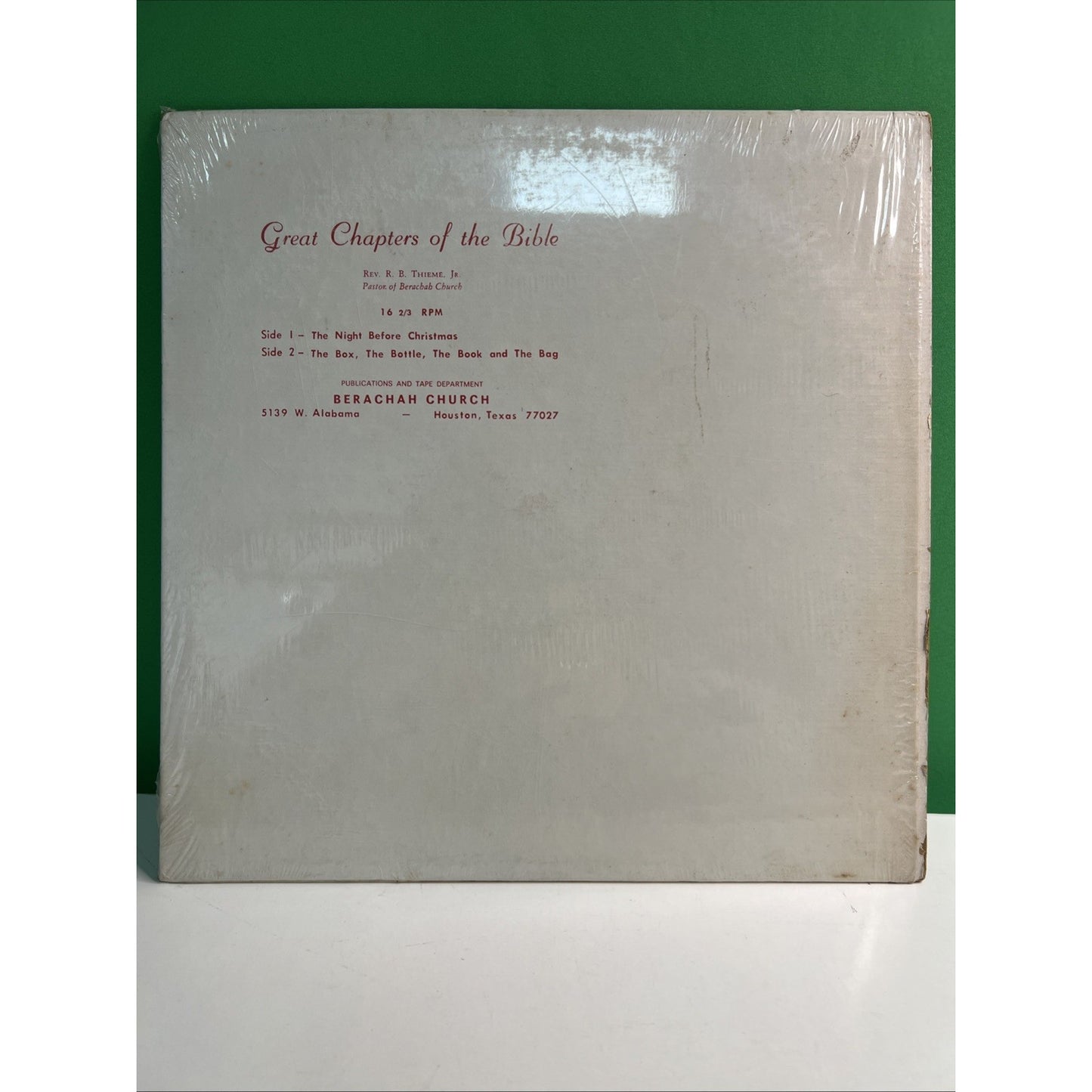 Great Chapters of the Bible Rev. R.B. Thieme Jr. TX & AL Religious LP 16 RPM