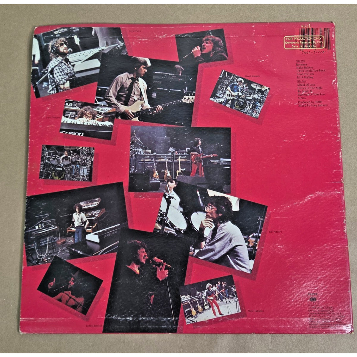 Toto IV 1982 Vinyl LP Promo Stamp Columbia FC 37728 Africa Rosanna