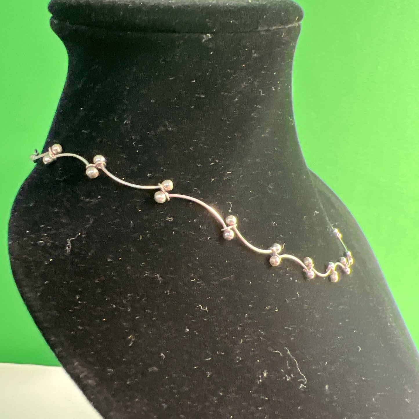 Vintage Sterling Silver Links & Spheres Chain Necklace 16”+2” AND Bracelet 8”
