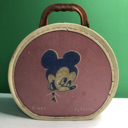 1950s Vintage Walt Disney Productions Mickey Mouse Mini Case By Neevel Pink Blue