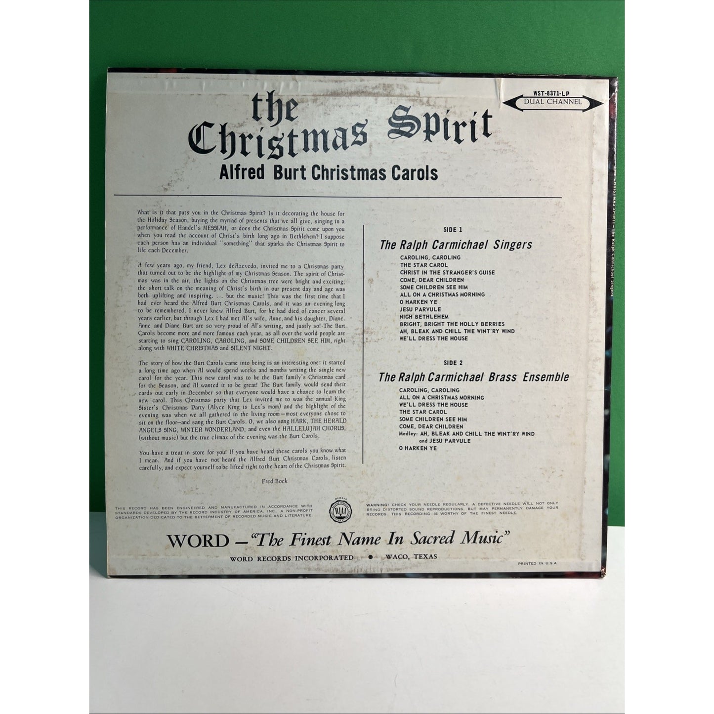 The Christmas Spirit LP RALPH CARMICHAEL Singers ALFRED BURT Christmas Carols