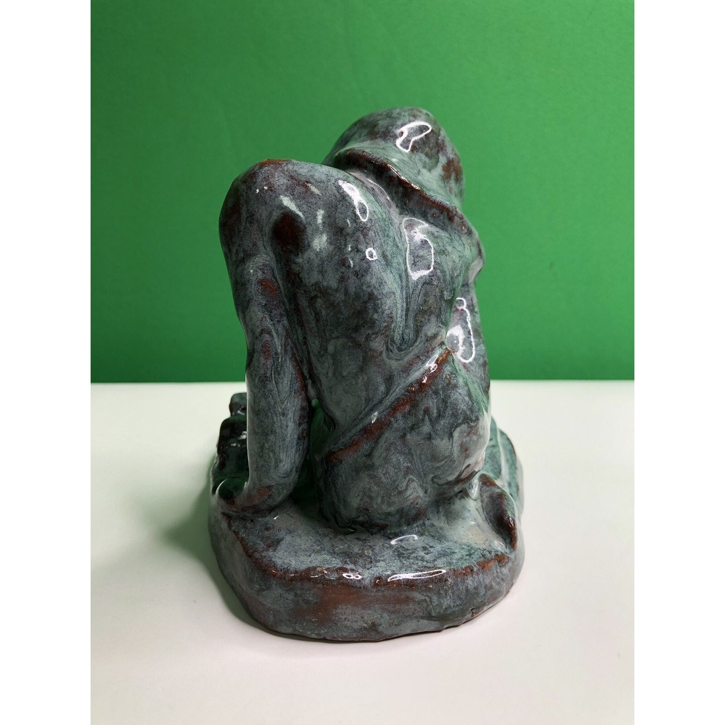 Vintage Blue Glazed Partial Nude Reading Book By Dennell Clay Figurine OOAK