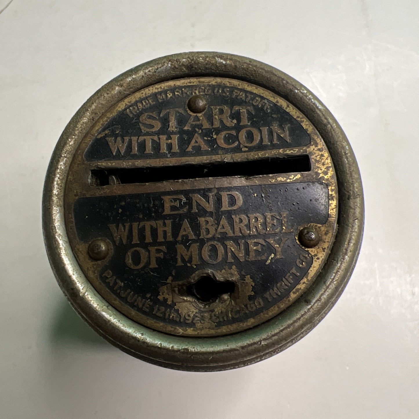 Vintage Advertising Mobile National Bank Chrome Barrel Bank No Key Alabama