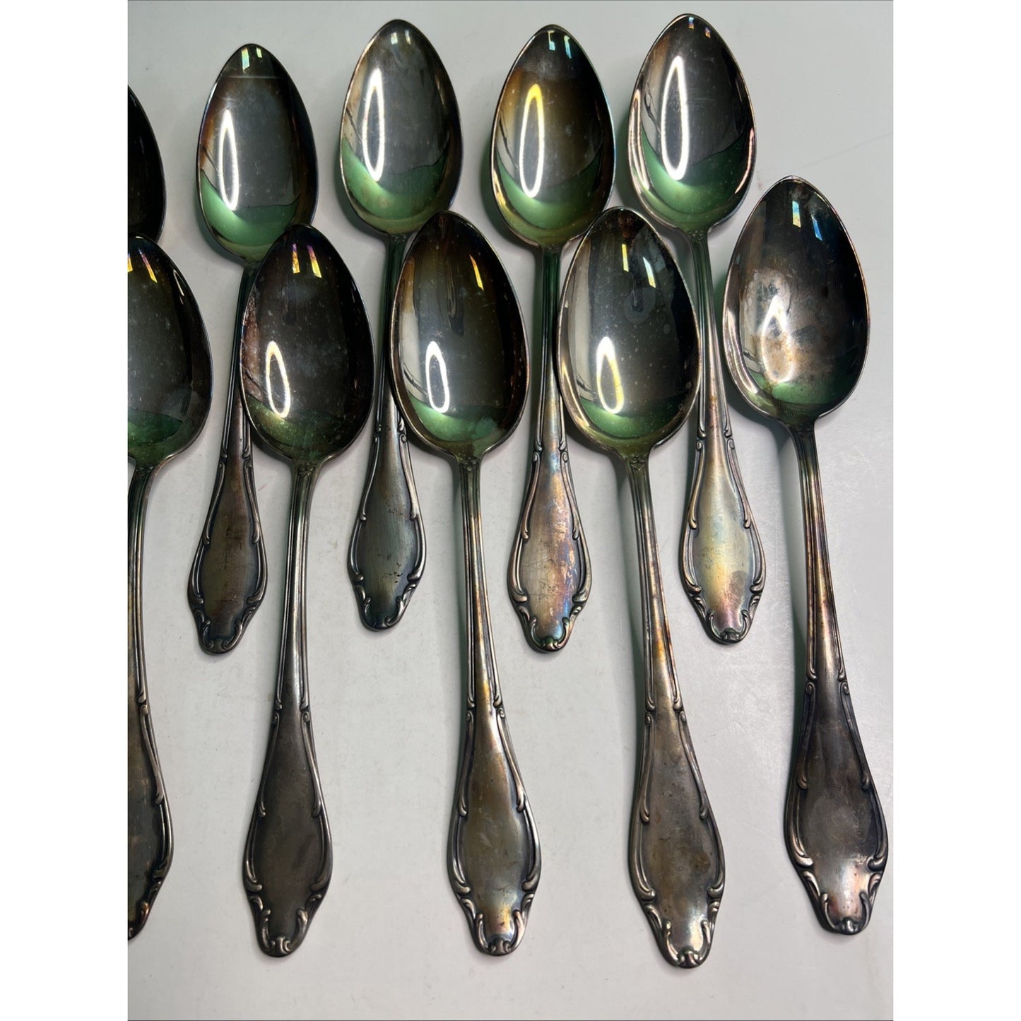 Antique Wellner Germany Silver Plated Serving Spoon Set 11 Total Boxed