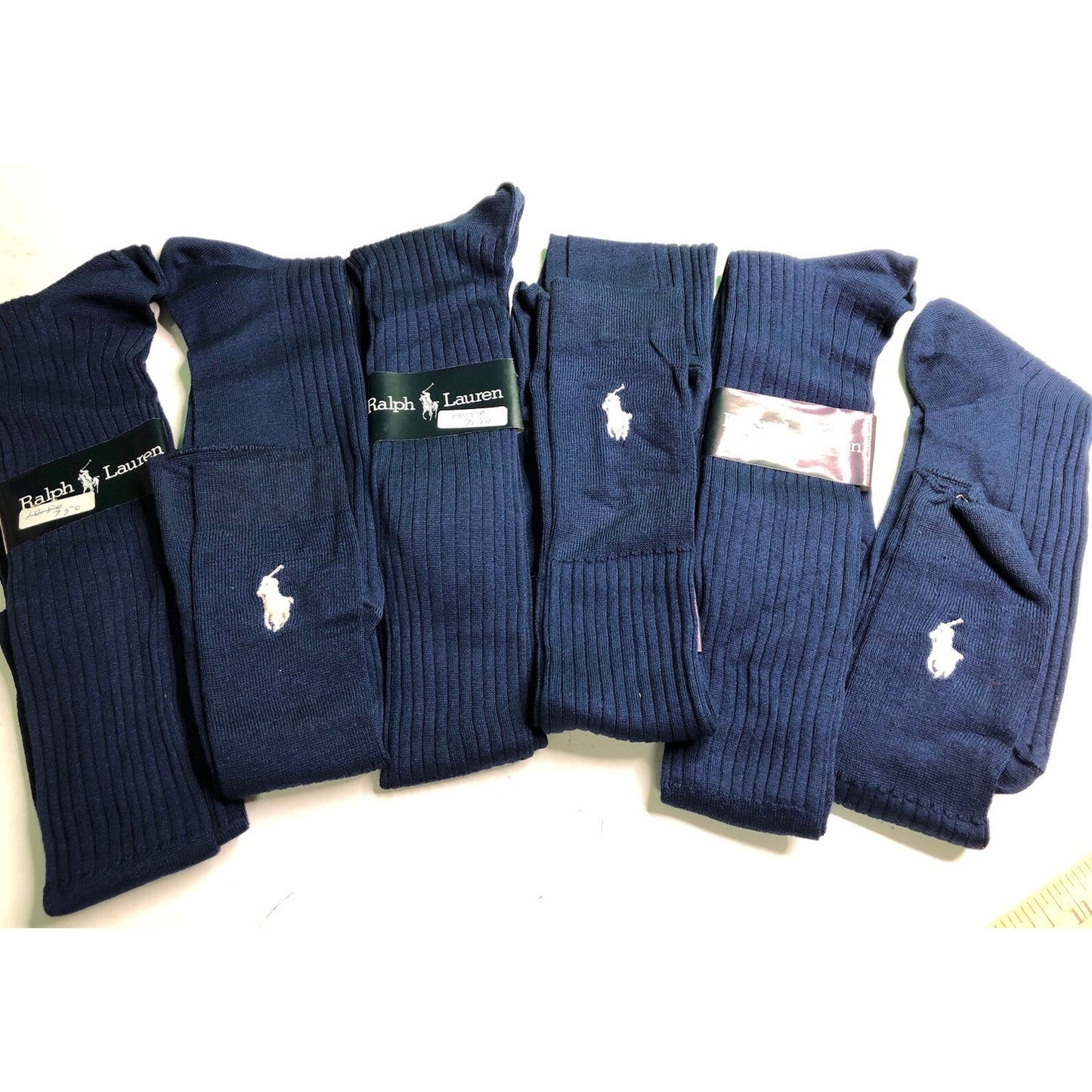 Vintage Polo Ralph Lauren SOCKS 6 PAIR 10.5 Navy Style No. 7100 Boxed Set