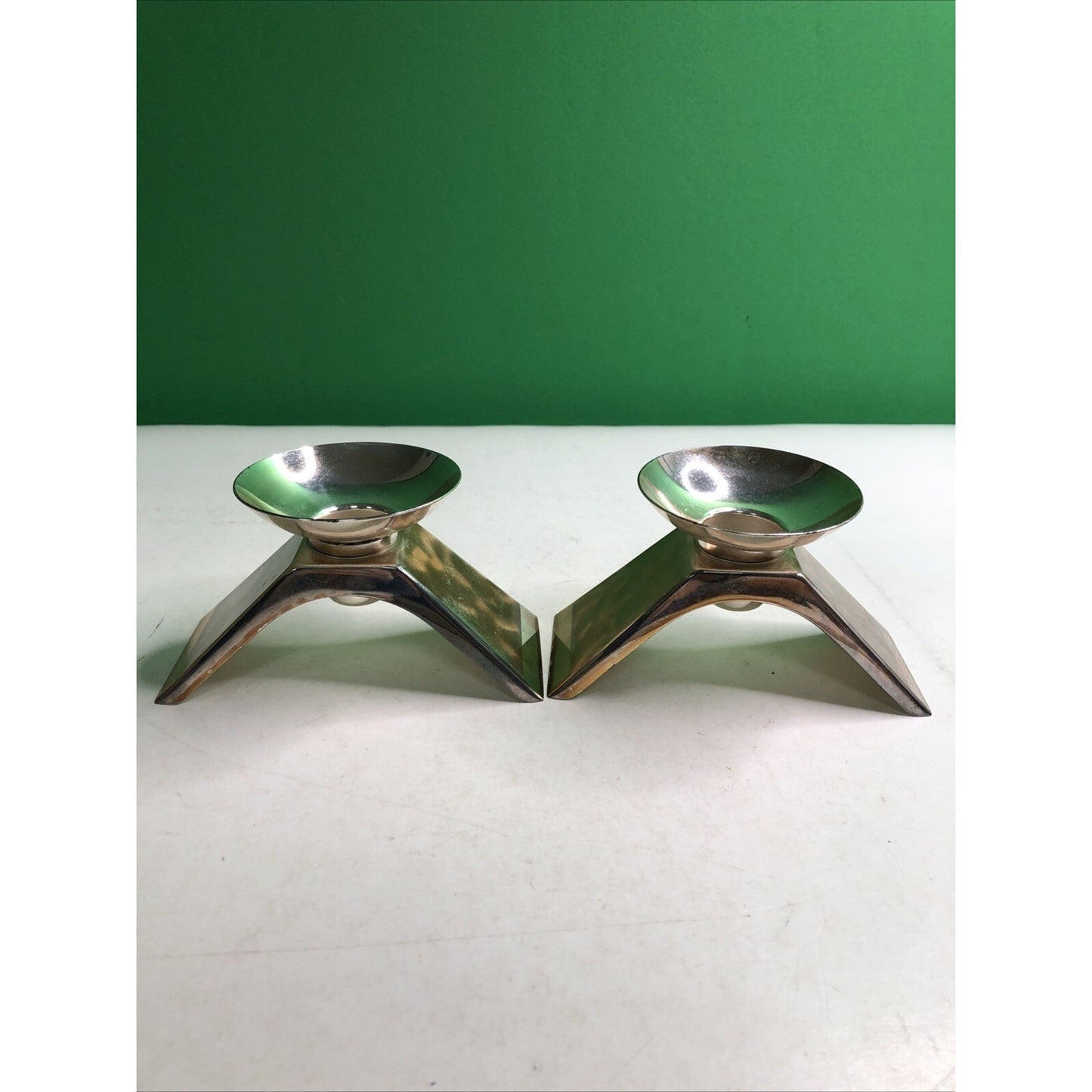 WMF IKORA (Set of 2) Germany Silverplate Candle Holders #4847 Preowned