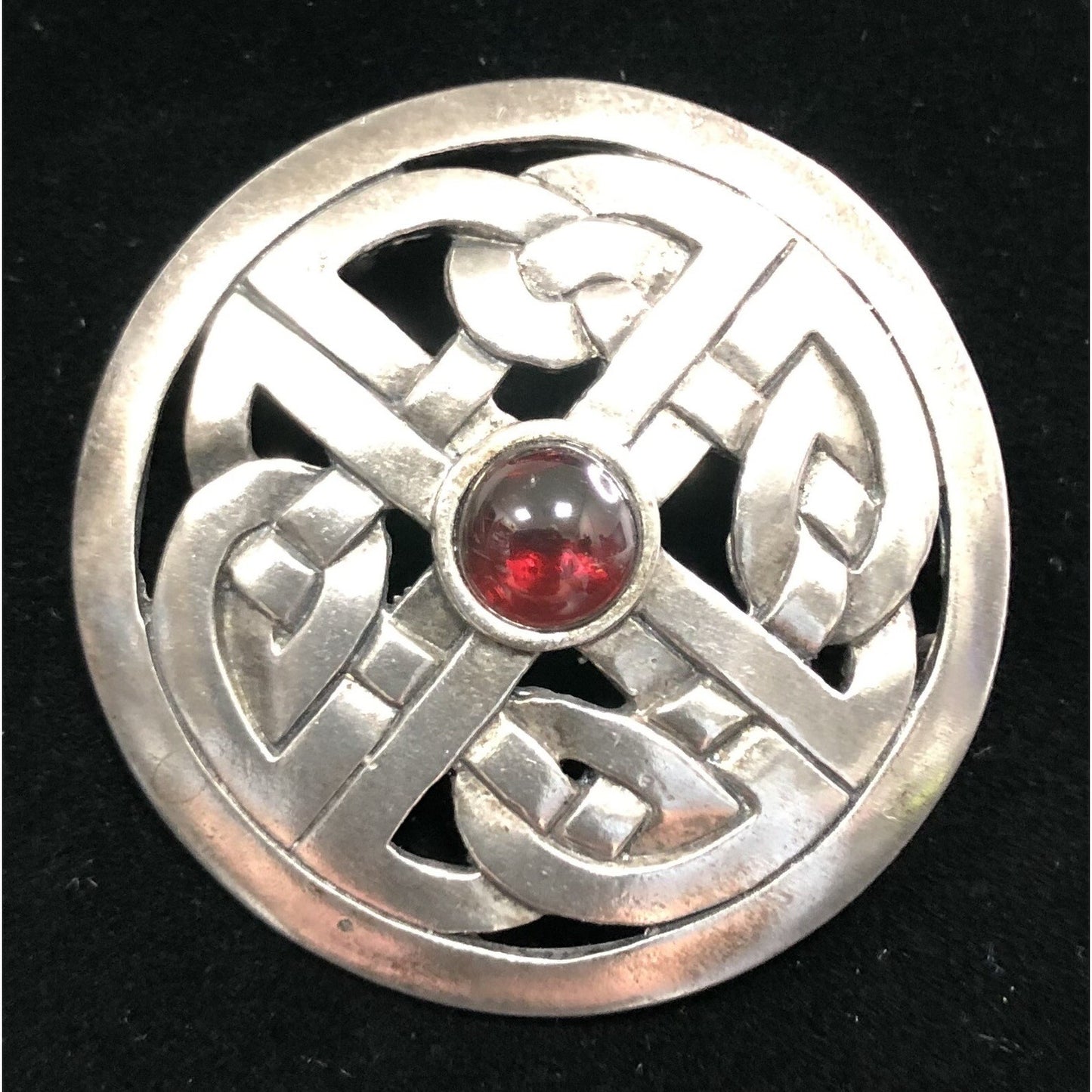 Metropolitan Museum Of Art Silver Brooch MMA Irish Celtic Pin with Garnet Stone