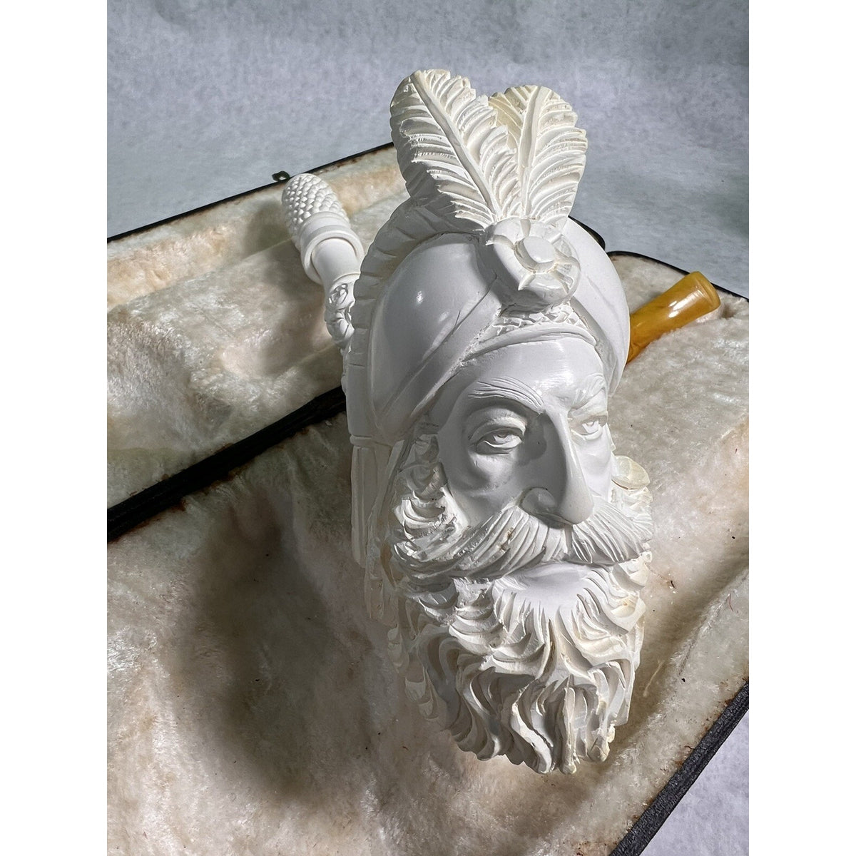 HUGE Vintage Turban Sultan Meerschaum Pipe never used VGC 15 inches long