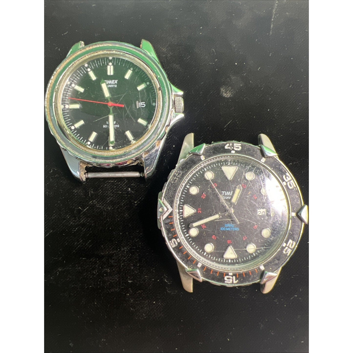 Lot Of 2 TIMEX QUARTZ WATCH FACES 395LA & CR2016 Cell Repair Parts Not Working