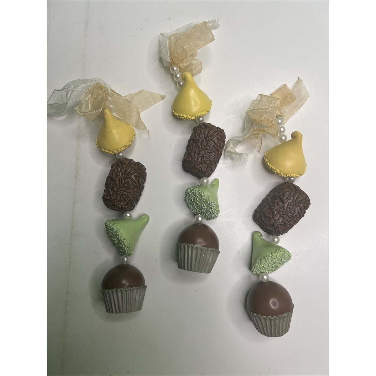 (3) Chocolate Candy Christmas Ornaments Seasons Of Cannon Falls Bon Bons Kisses