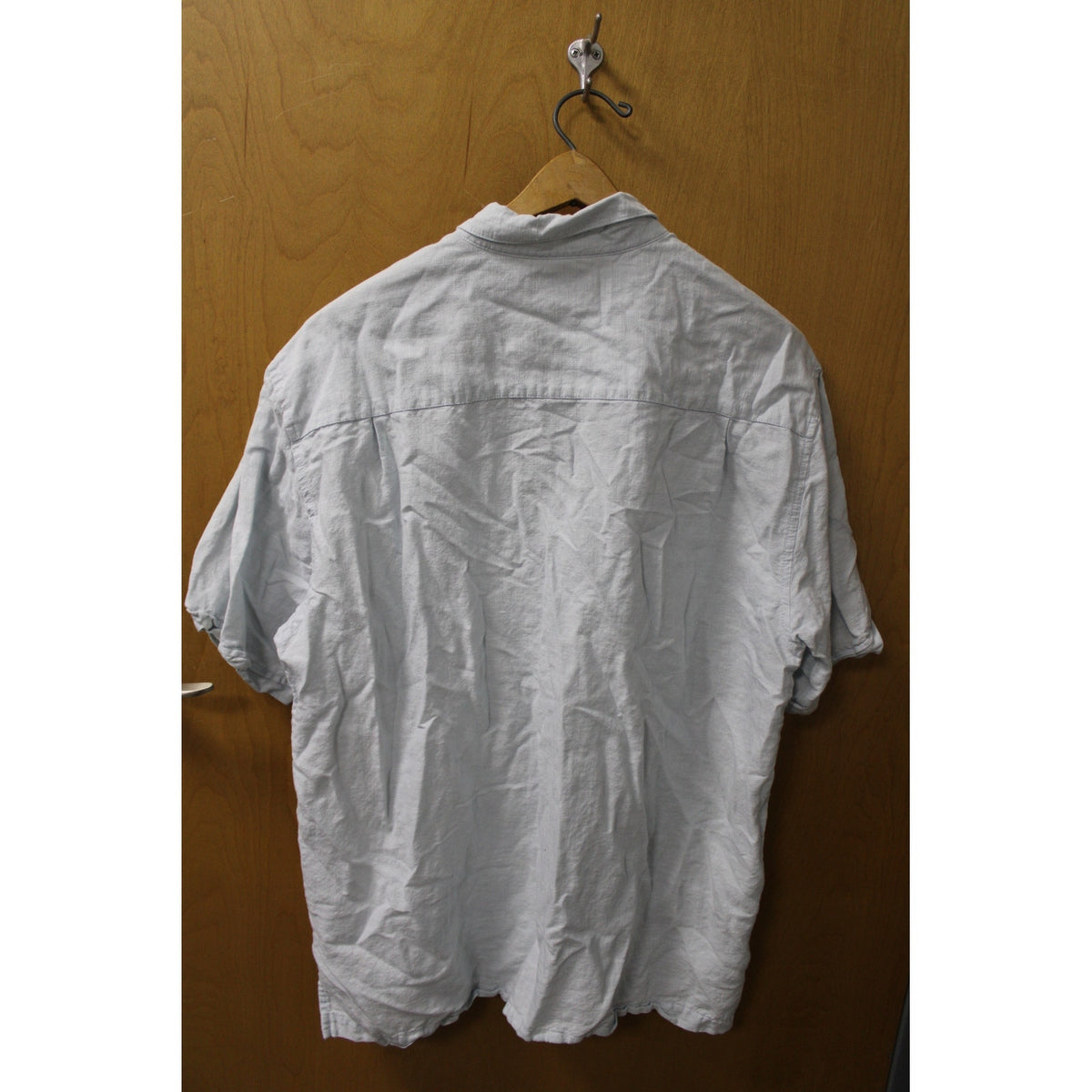 Cubavera Men's XL Short-Sleeve Linen-Blend Guayabera-Style Camp Shirt Blue