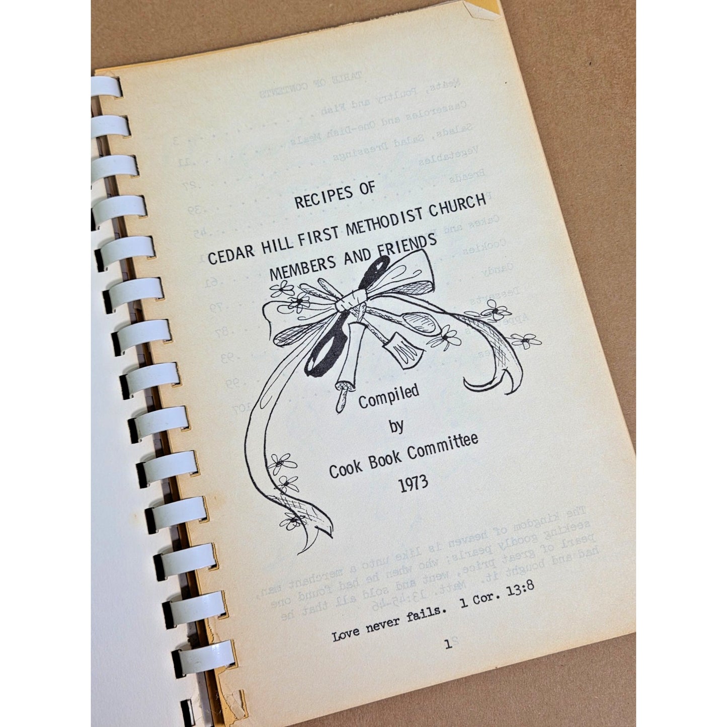 Vintage 1973 Cedar Hill First Methodist Church Cookbook - Recipes of Members