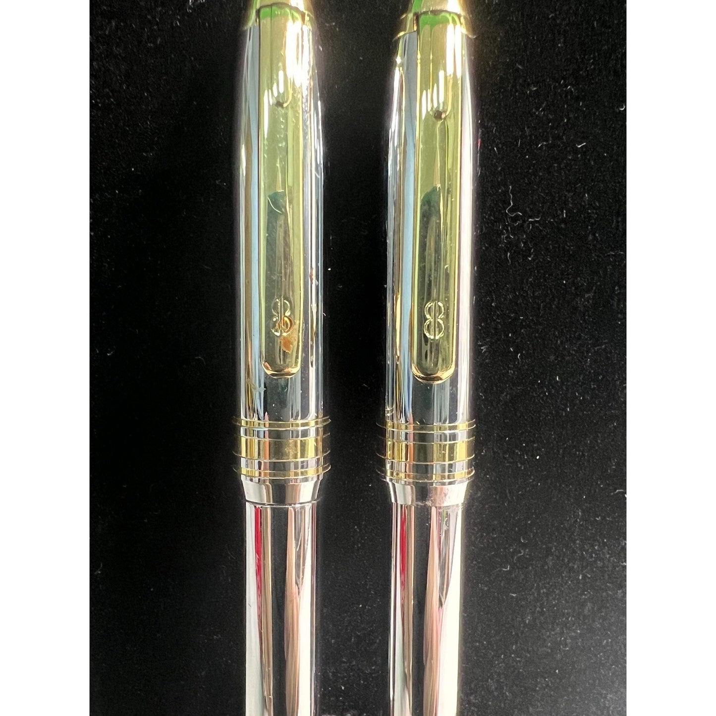 Bill Blass Signature Chrome & Gold Pen & Pencil Set Pre Owned