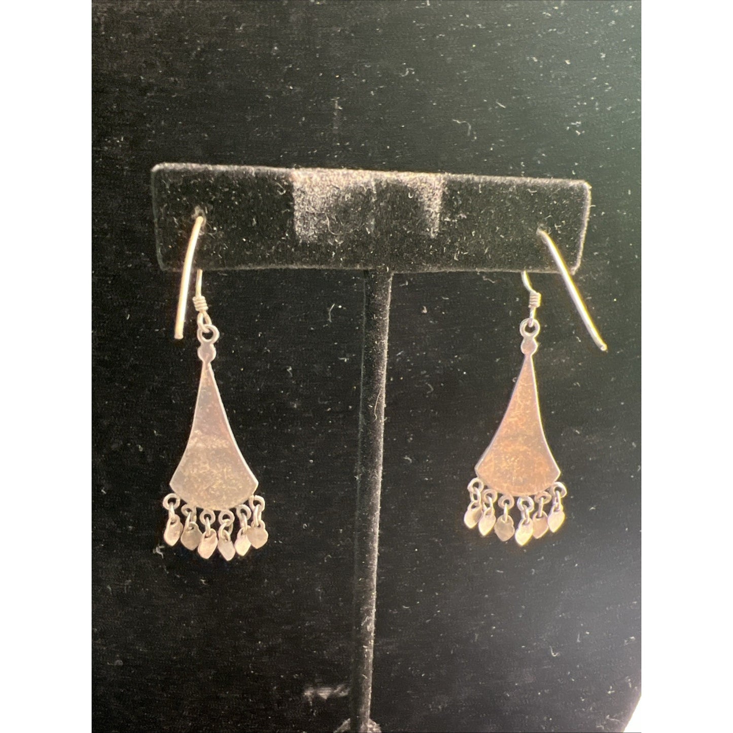 AUTHENTIC Marked 925 STERLING SILVER & ONYX UNIQUE EARRINGS French Wire
