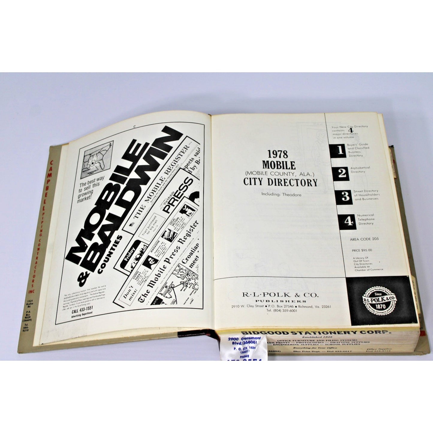 1978 R. L. Polk Mobile County Alabama City Directory Advertising History AL
