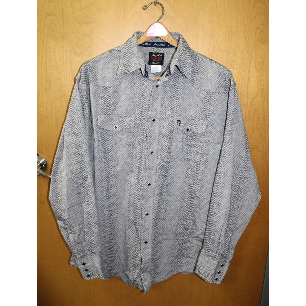 Wrangler George Strait Troubadour Men's XL Grey Snakeskin Print Western Shirt