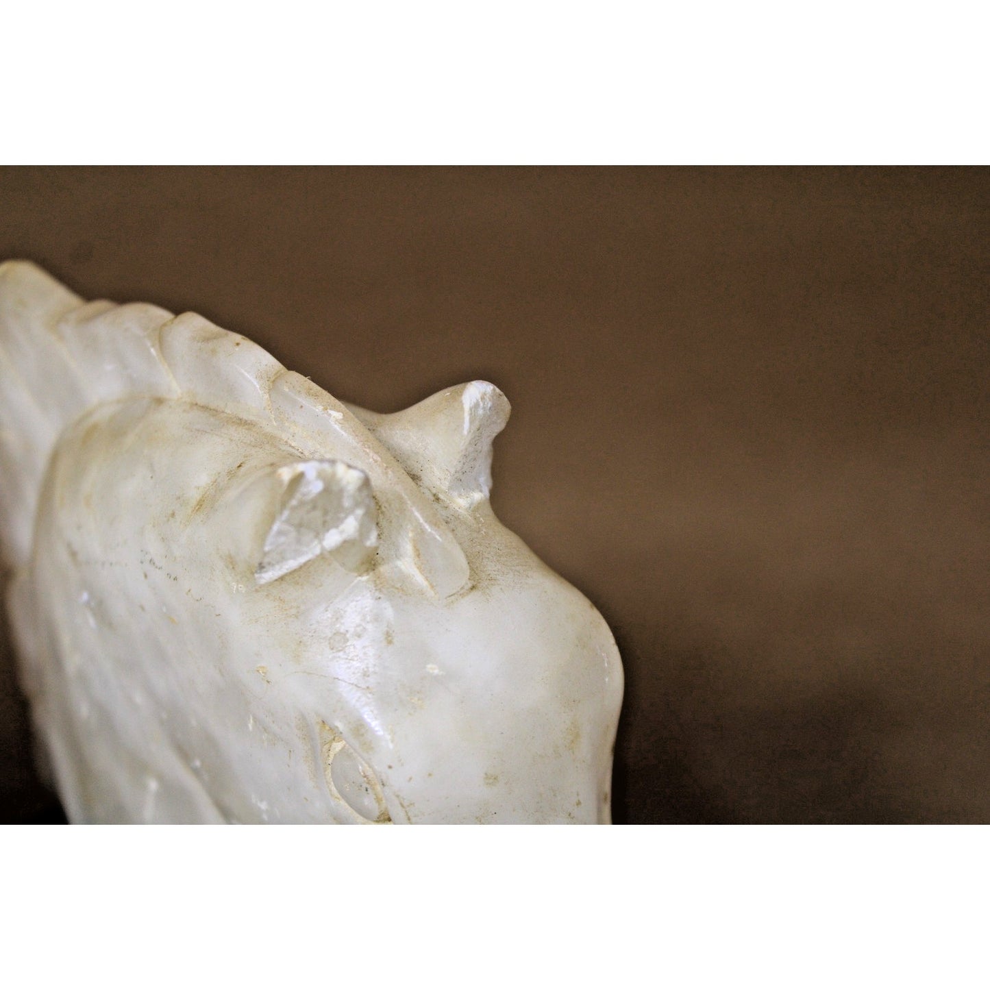 Vintage Heavy Carved Stone & Marble Book Ends, Horse Head, Figural, 7" H