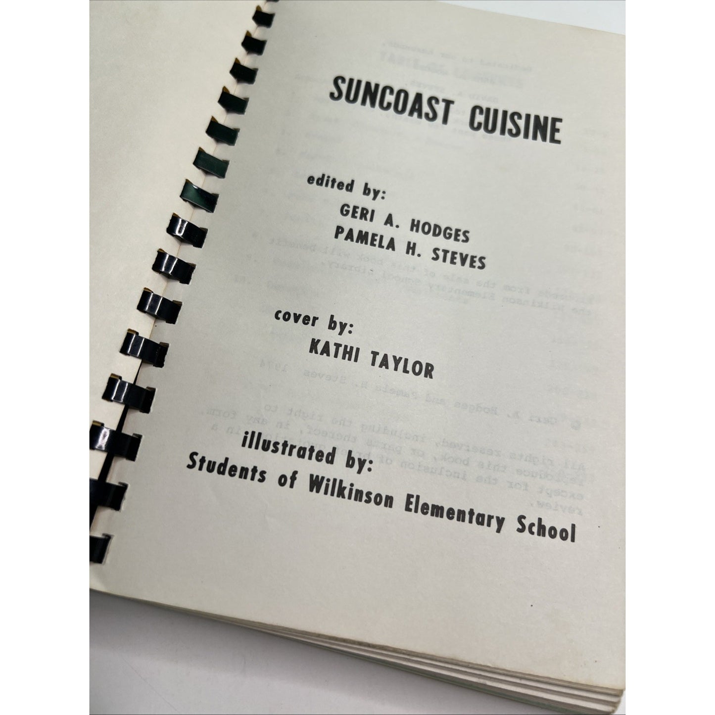 Cookbook SUNCOAST CUISINE 1974 Wilkinson Elementary School