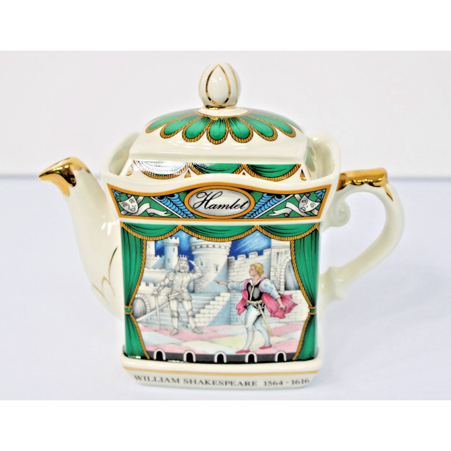 Vintage James Sadler Staffordshire England Teapot, "Hamlet" Shakespeare Series