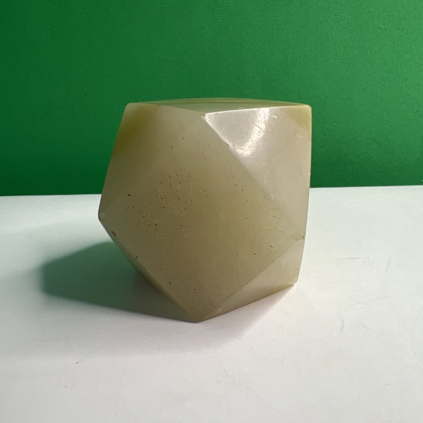 Beautiful Cut Banded Onyx Stone Collectible Paperweight 14 Sided Tetradecagon