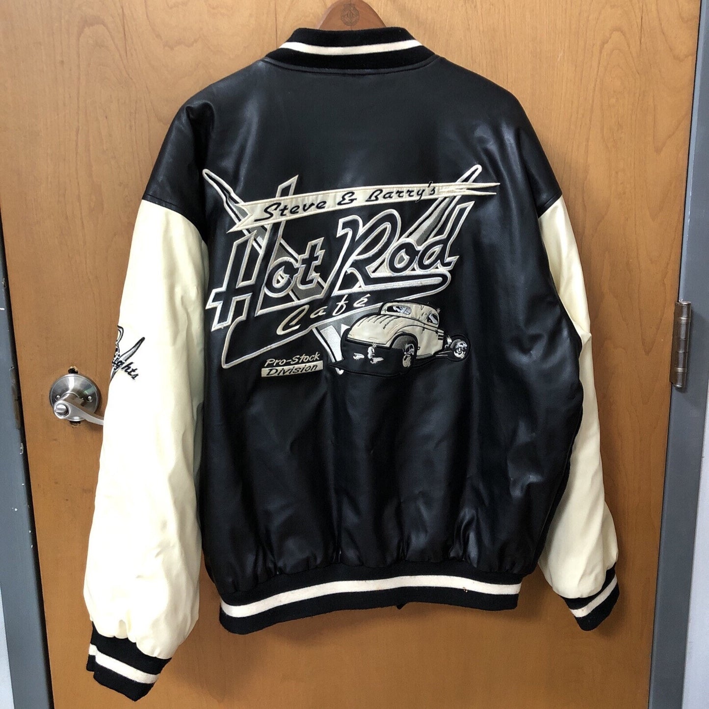 Steve & Barrys Hot Rod Cafe V Eights Rare Bomber Varsity Jacket Men’s L Black