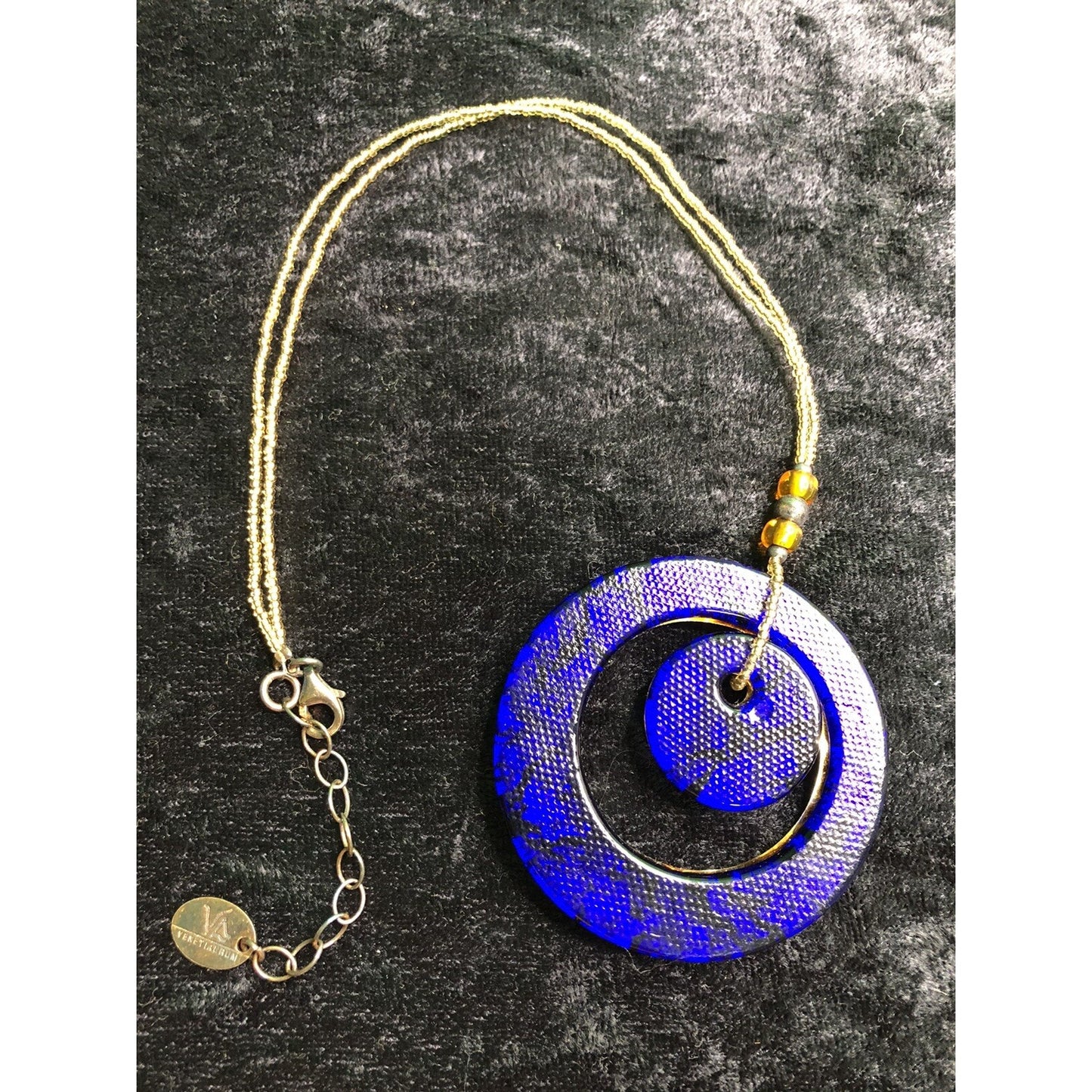 VENETIAURUM Glass Pendant Made In Italy Beaded Necklace 925 Sterling Clasp