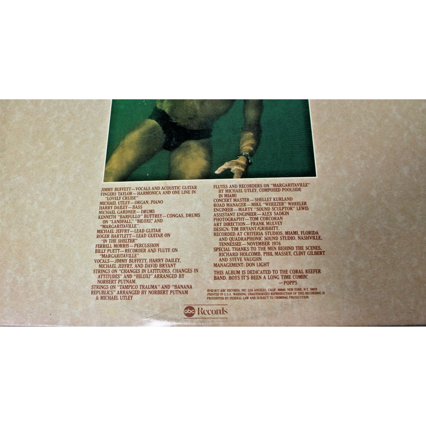 Jimmy Buffett – Changes In Latitudes, Changes In Attitudes- 1977- LP Vinyl ABC