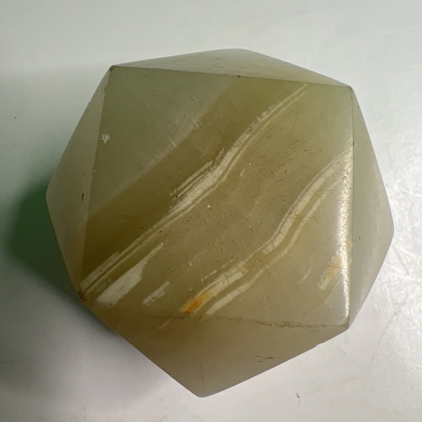 Beautiful Cut Banded Onyx Stone Collectible Paperweight 14 Sided Tetradecagon