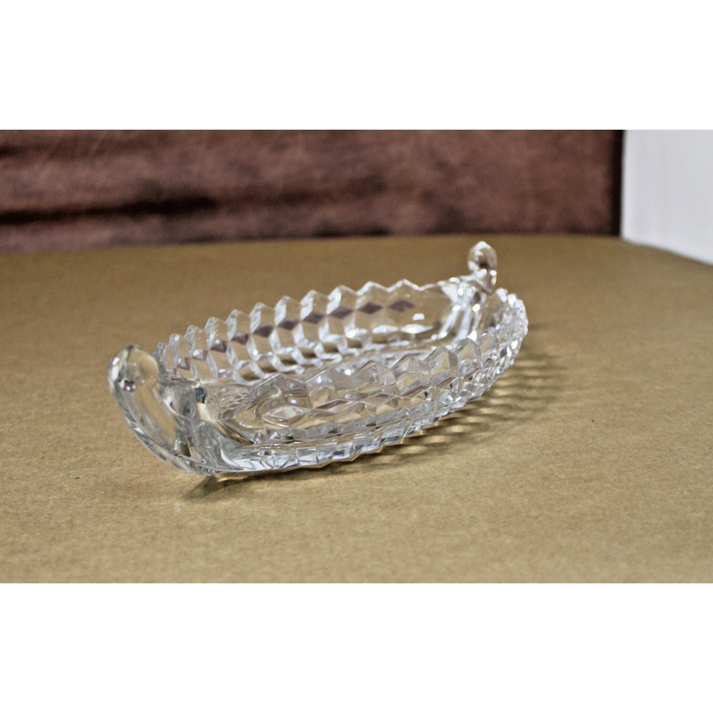 Vintage Fostoria American Elegant Glass Cubist Clear Large Veggie Tray 12"