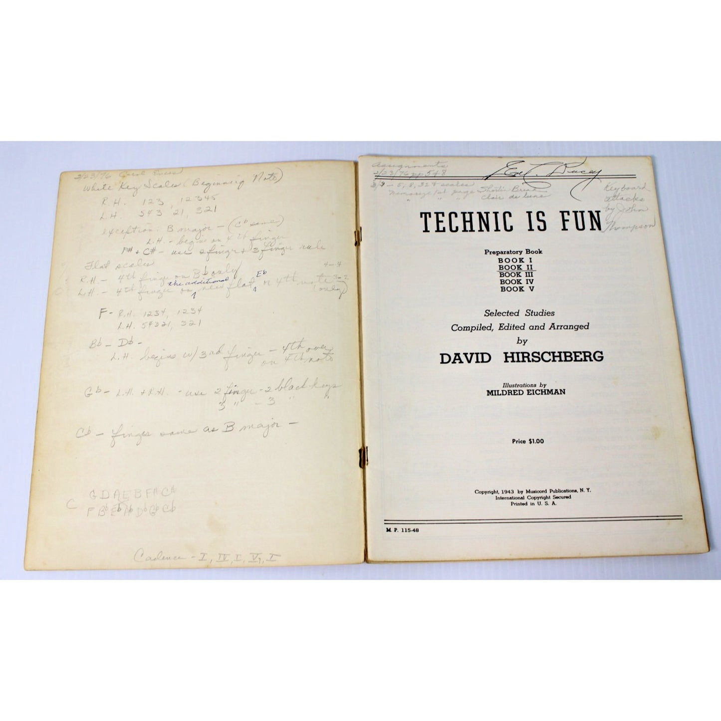 Vintage 1943 Technic Is Fun Book Two Songbook Piano By David Hirschberg