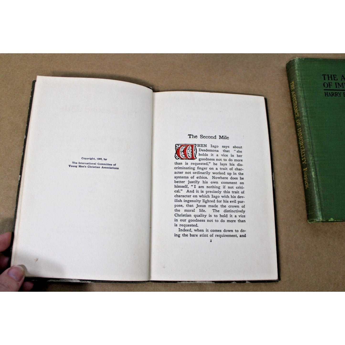 Harry Emerson Fosdick: The Second Mile and The Assurance of Immortality- RARE!