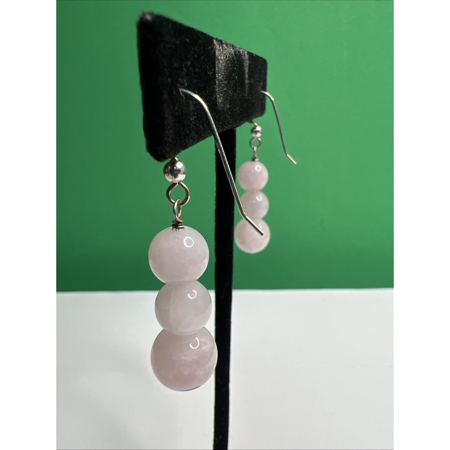 Rose Quartz Graduated Gemstone Drop Dangle Earrings French Wire Jewelry Gift
