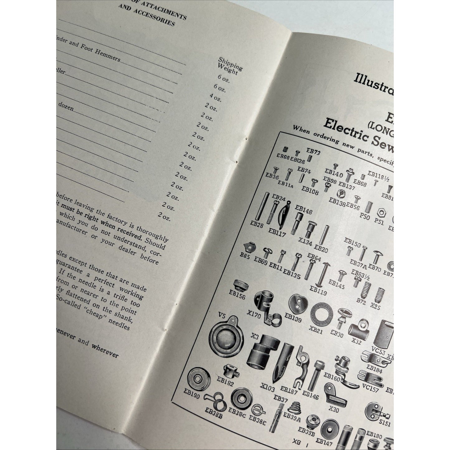 EXP. B. T. Electric Sewing Machine Instruction Book Manual Parts History PB